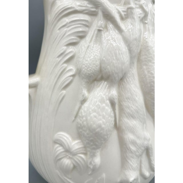Vintage Cream Ceramic Game Bird Pitcher With Dog Handle — Rustic European / English Sporting For Sale - Image 10 of 13
