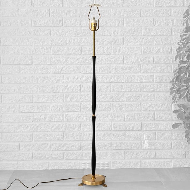 Mid-Century Modern Mid-Century Brass and Silk Floor Lamp from Upsala Armaturfabrik, Sweden, 1960s For Sale - Image 3 of 12
