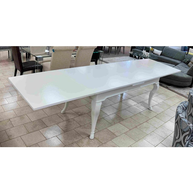 White Vintage Painted French Country Extension Dining Table For Sale - Image 8 of 16