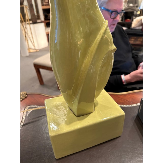 1950s Designer Marianna Von Allesch Chartreuse Table Lamp For Sale - Image 5 of 10
