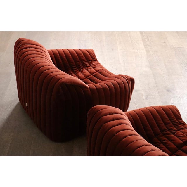 Stunning pair of original Sandra lounge chairs by Annie Hieronimus for Cinna, a division of Ligne Roset, France 1970s....