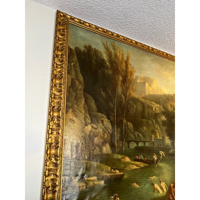 Textile Oil on Canvas Late 20th Century “The Falls at Tívoli“ Italian Landscape Painting, Unsigned. For Sale - Image 7 of 11