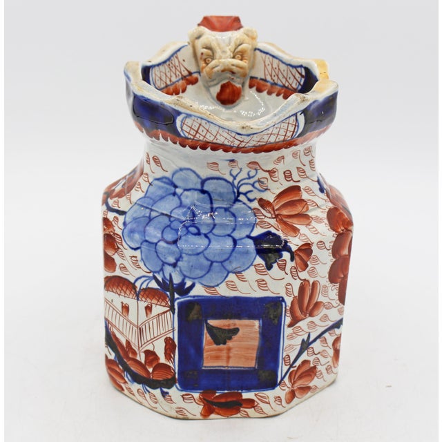 Mid 19th Century Circa 1860s English Large Ironstone Octagonal Jug With Dragon Handle For Sale - Image 5 of 10