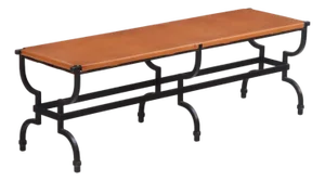 French Wrought Iron and Leather Bench, C. 1980.
