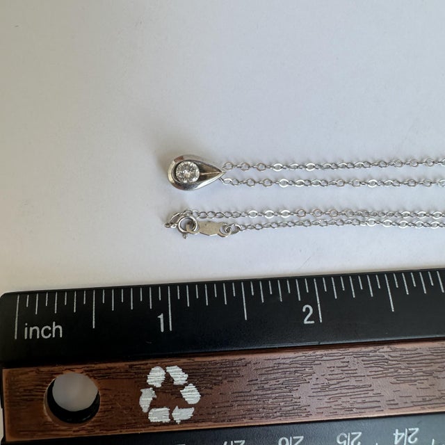 Early 21st Century Natural Diamond Solitaire Necklace in 14kt White Gold - 0.25ctw, 18", New For Sale - Image 5 of 5