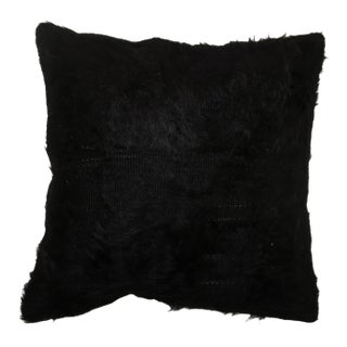 Black Turkish Mohair Rug Pillow For Sale