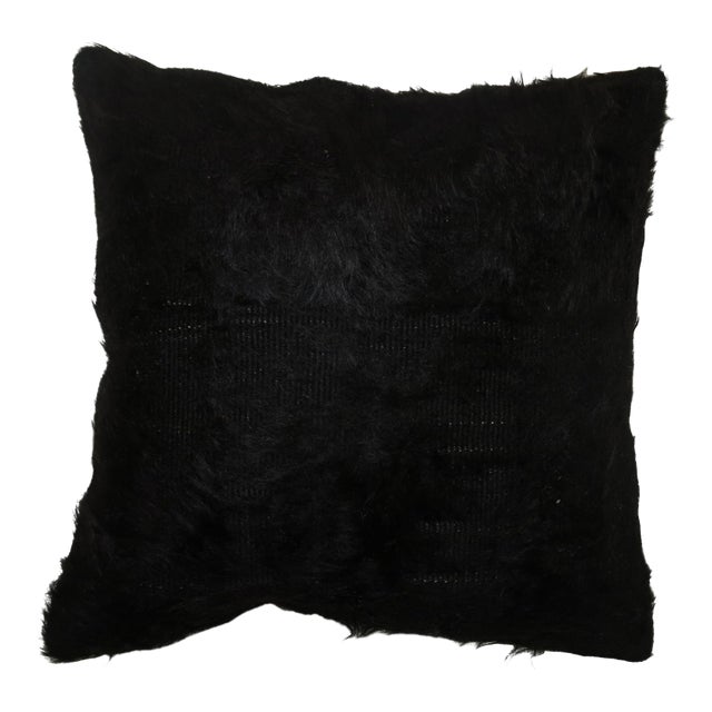 Black Turkish Mohair Rug Pillow For Sale