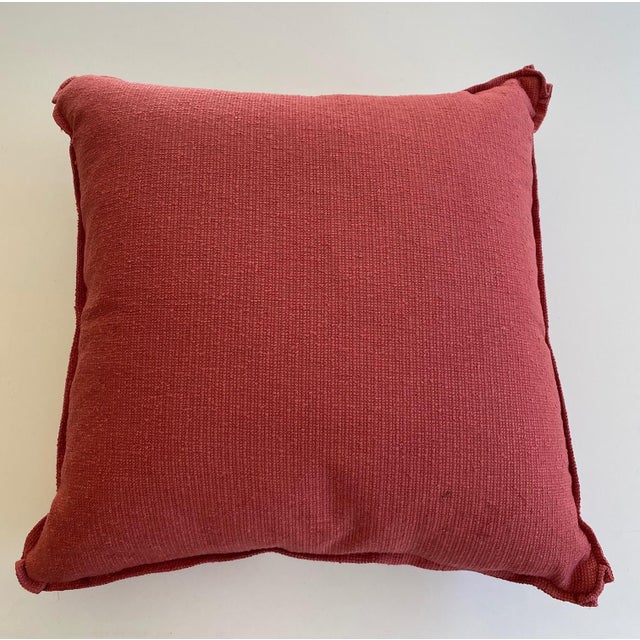 Transitional Coral and Ivory Fretwork Pillow For Sale - Image 3 of 6