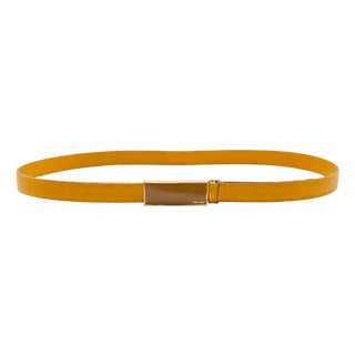 Vintage Prada Leather Belt With Enamel Logo Buckle - Made in Italy For Sale