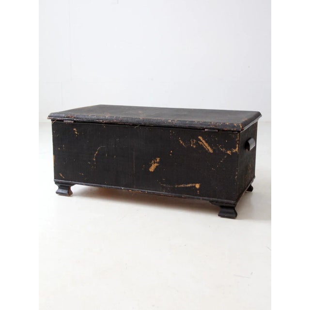 Antique Black Woven Canvas Trunk For Sale - Image 15 of 17