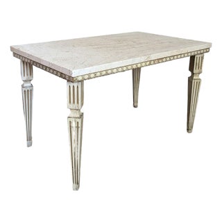 Late 20th Century Hollywood Regency Vintage Travertine Side Table For Sale