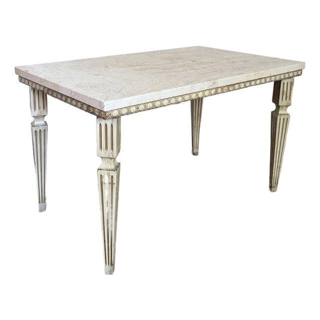 Late 20th Century Hollywood Regency Vintage Travertine Side Table For Sale