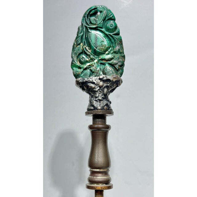 Gemstone Antique Chinese Hand-Carved Malachite Table Lamp For Sale - Image 7 of 7