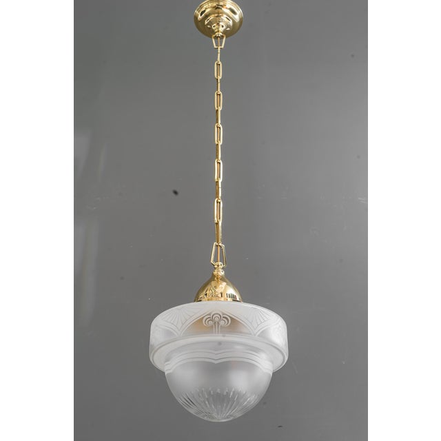 Gold Art Deco Pendant with Glass, Vienna, 1920s For Sale - Image 8 of 18