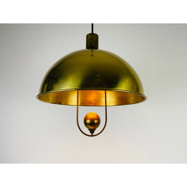 Brass Polished Brass Pendant Lamp by Florian Schulz, 1970s, Germany For Sale - Image 8 of 13