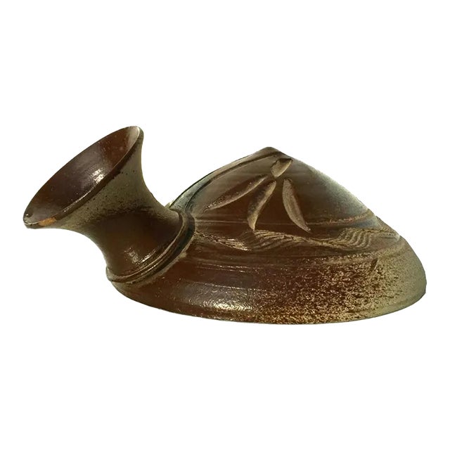 Mid Century Modern Weedpot Teapot Ceramic Pottery Turtle Back Retro For Sale