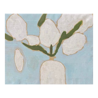 Figurative Still Life Painting | Post-Impressionist Style Floral Art in Pastel Tones | 16x20 Inch Original Abstract Artwork For Sale