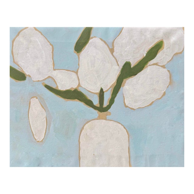 Figurative Still Life Painting | Post-Impressionist Style Floral Art in Pastel Tones | 16x20 Inch Original Abstract Artwork For Sale