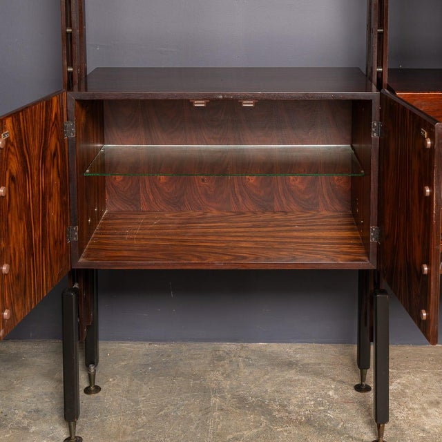 Brown Vintage Italian Modular Hardwood Wall Cabinet by Franco Albini, 1950 For Sale - Image 8 of 18