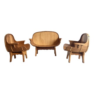 Country Style Armchairs and Sofa, Italy, 1960s, Set of 3 For Sale