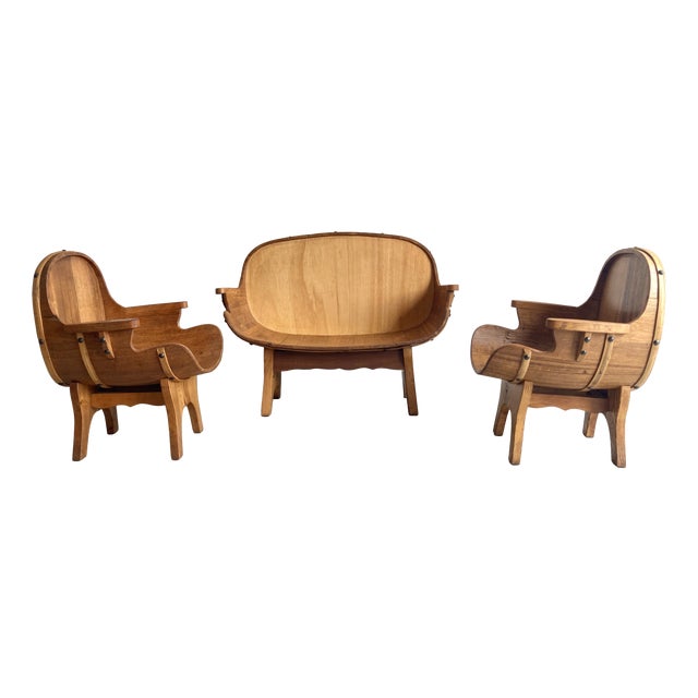 Country Style Armchairs and Sofa, Italy, 1960s, Set of 3 For Sale