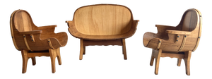 Country Style Armchairs and Sofa, Italy, 1960s, Set of 3