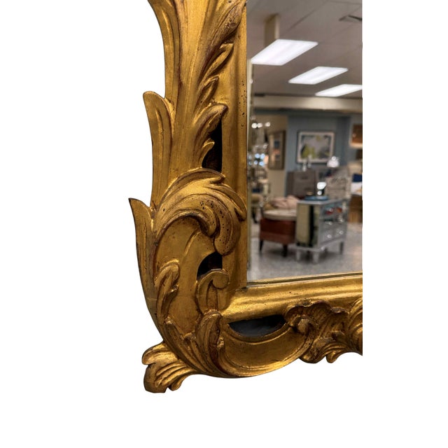 Mid 20th Century Vintage Carved Giltwood Mirror For Sale - Image 5 of 9