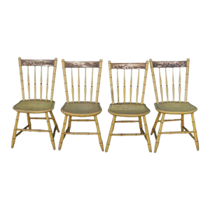 19th Century Painted Country Scenes Side Chairs - Set of 4
