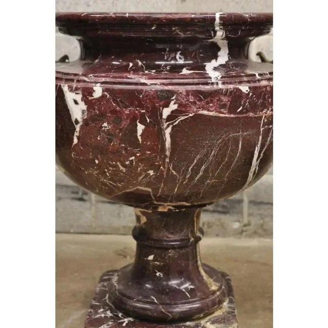 Late 20th Century French Neoclassical Rouge Marble Bronze Rams Head Urn Planters - A Pair For Sale In Philadelphia - Image 6 of 12