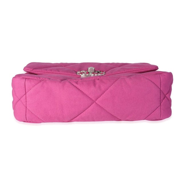 Textile Fuchsia Quilted Cotton Medium Chanel 19 Flap Bag For Sale - Image 7 of 8