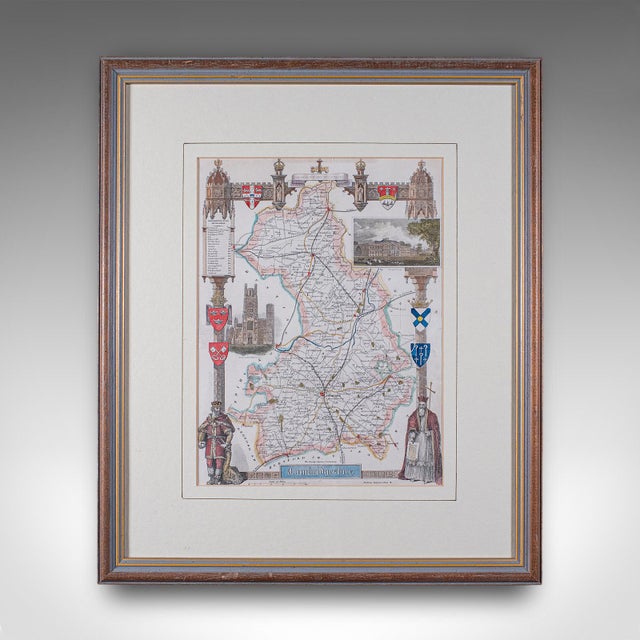 This is a vintage county map of Cambridgeshire. An English, atlas reproduction of the Thomas Moule original, dating to the...