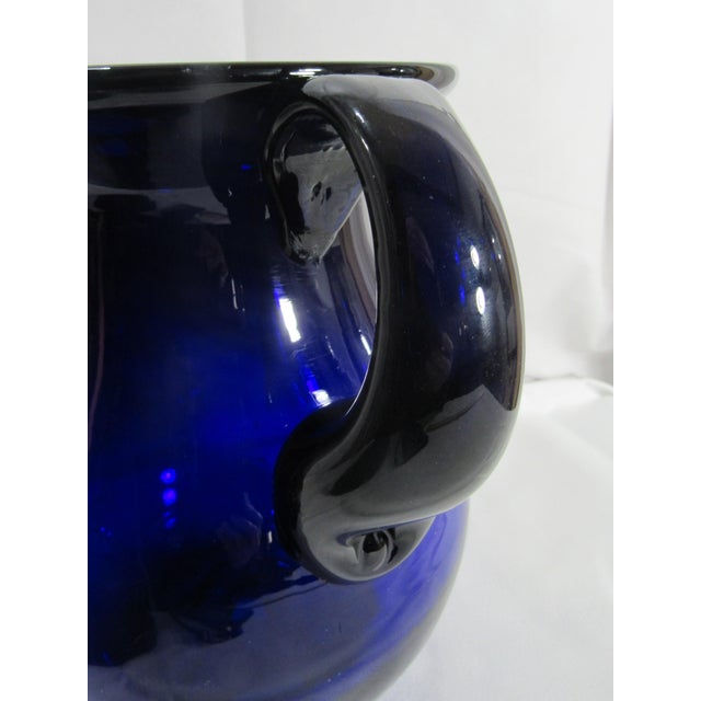 Vintage Cobalt Blue Blown Glass Water Pitcher For Sale - Image 13 of 15