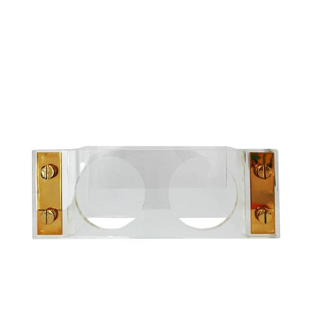 Metal Mid-Century Modern Acrylic and Metal Wine Bottle Holder, Italy, 1970 For Sale - Image 7 of 9