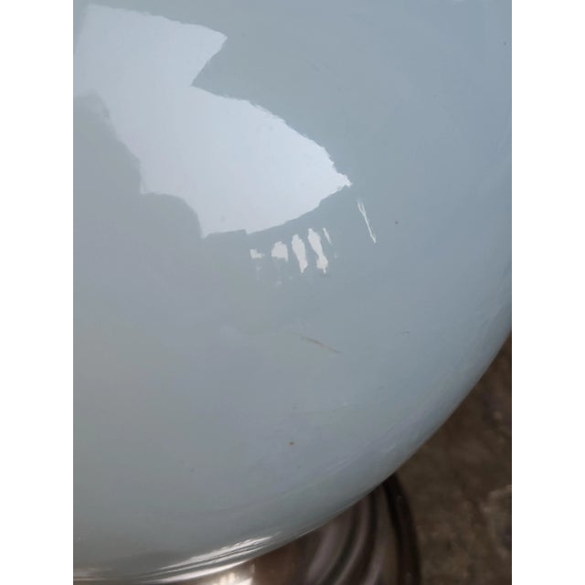 Metal Vintage Restoration Hardware Light Blue Ceramic Gourd Lamp For Sale - Image 7 of 8