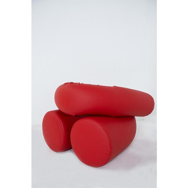 Italian Armchair by Giovanni Grismondi in Red Leather, 2020 For Sale - Image 3 of 7