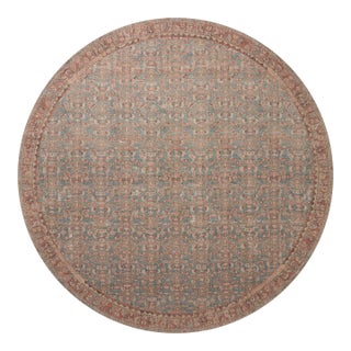 Angela Rose x Loloi Aubrey Rug Blue / Terracotta 5'-0" x 5'-0" Round Area Rug For Sale