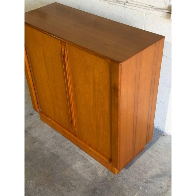 Bernhard Pedersen & Son Teak Tambour Door Highboy Dresser Cabinet by Bernhard Pedersen Denmark Mid-Century 1960s For Sale - Image 4 of 10