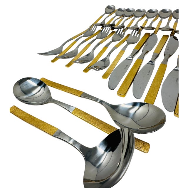 Step back into the golden age of 1970s design with this exceptionally rare and complete 65-piece flatware service by...