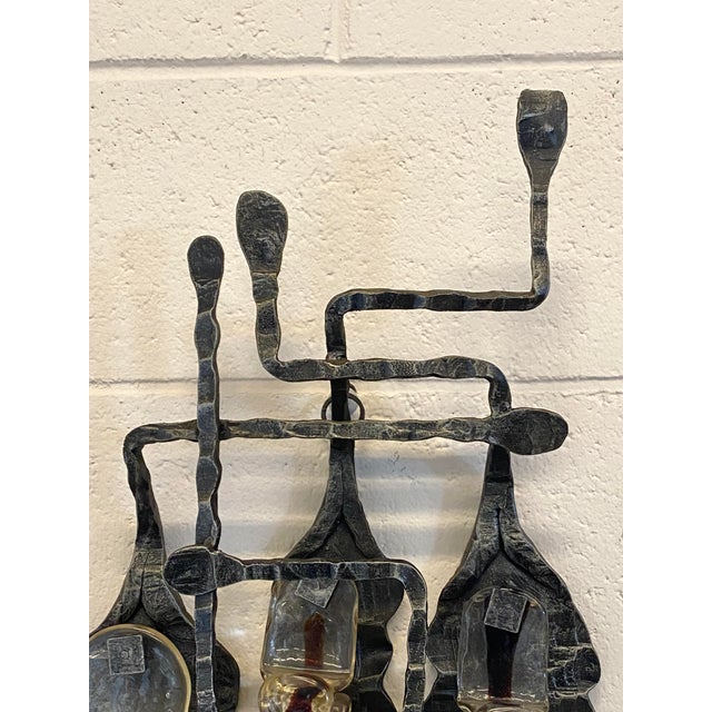 Brutalist Aplique in Wrought Iron and Glass, 1960s For Sale - Image 11 of 18