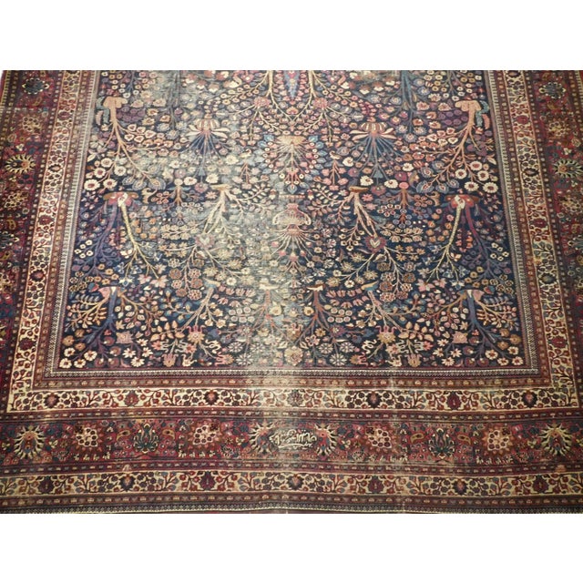 Blue Distressed Antique Hand Made Persian Rug. 12'x 20' For Sale - Image 8 of 9