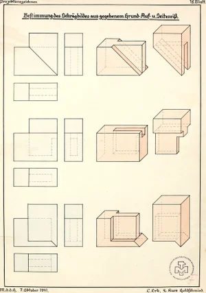 1941 Watercolor and Ink Engineering Study