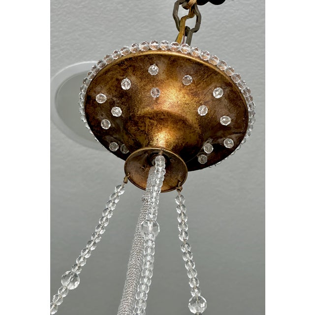Sherle Wagner Crystal Beaded Basket Pendant Chandelier With Beaded Canopy For Sale - Image 15 of 18