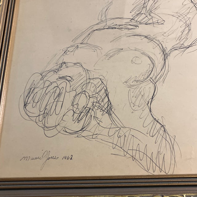 Original 12 x 14 ink drawing on paper signed lower left Overall size with frame is 18.25 x 20.25