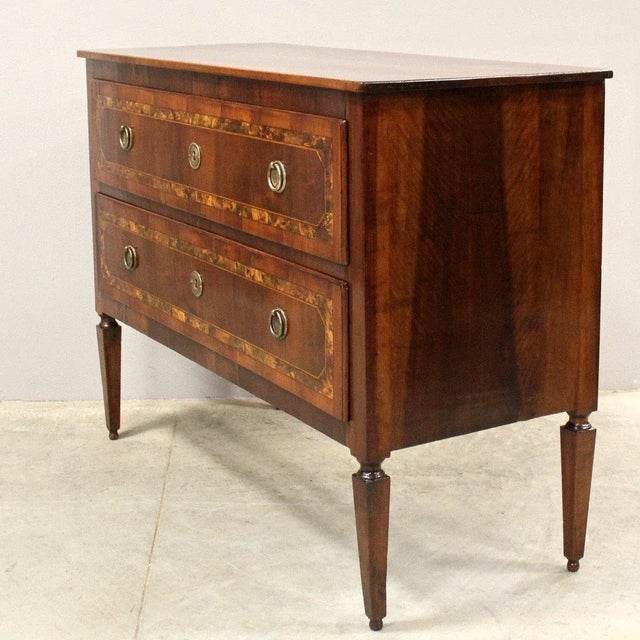 18th Century Italian Walnut Two Drawer Commode with Tapered Legs For Sale - Image 4 of 11