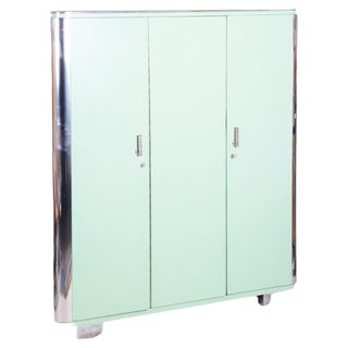 Czech Green Bauhaus Wardrobe by Vichr & Spol, 1930s For Sale