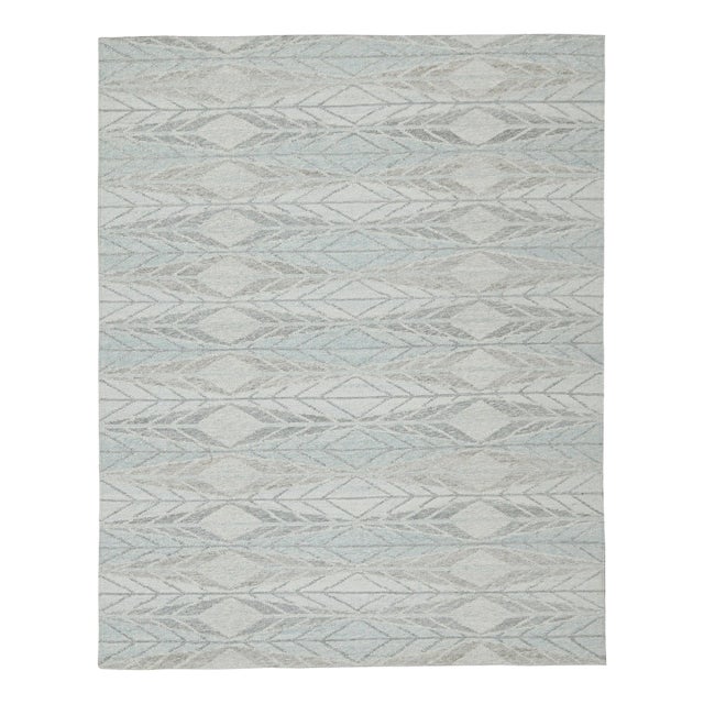 Rug & Kilim’s Scandinavian Outdoor Rug in Blue & Gray Geometric Pattern - 10'x10' For Sale