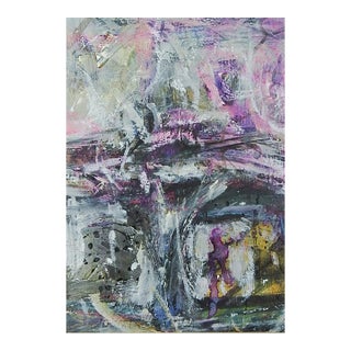 Small Late 20th Century Abstract in Purples Painting For Sale