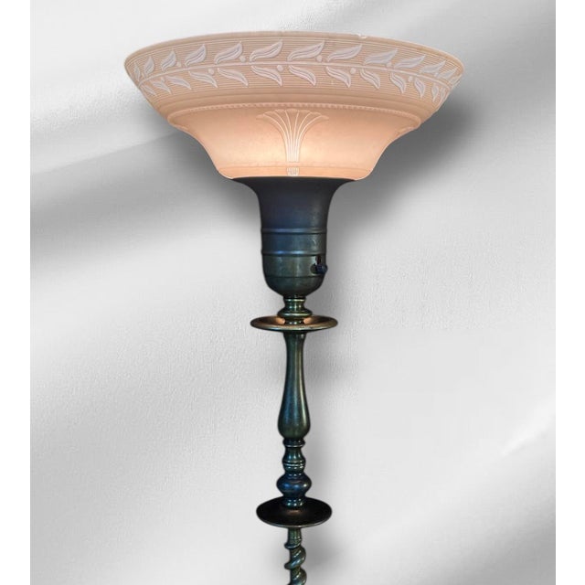 1930s 1930s Rare Bronze Torchiere Floor Lamp For Sale - Image 5 of 8