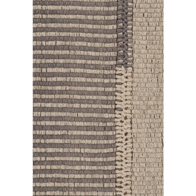 2010s Rug & Kilim’s Contemporary Kilim in Gray and Beige With Stripes & Brown Accents For Sale - Image 5 of 6