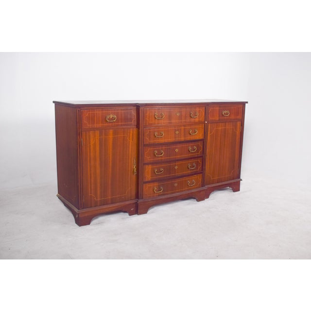 Vintage English Sideboard with Marquetry Work, 1920s For Sale - Image 3 of 9